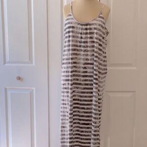 Ellelauri Sleeveless, Strap Top MIDI Dress- XS- Gray & White Stripe- NWT